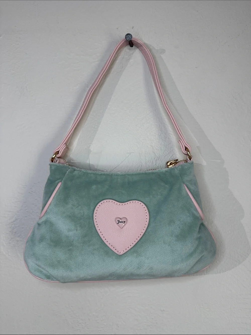 Juicy Couture Velour Scottie Dog Shoulder Bag Mint Pink NWOT
